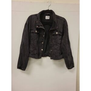 CISONO Denim Jacket Womens‎ Size M Black Jean Trucker Style Outerwear Coat